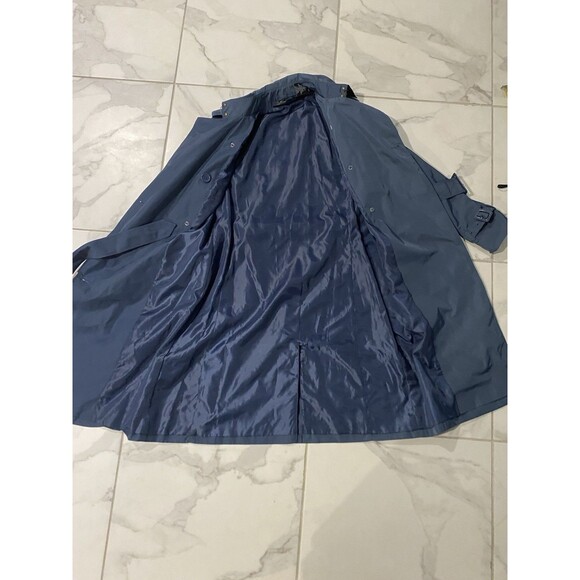 Norma Kamali Trench Coat Jacket Navy Blue Double Breasted Belted Size XS - Picture 5 of 8